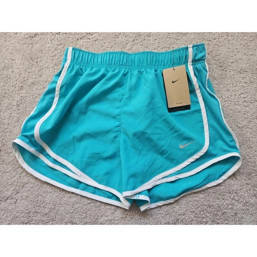 Nike Women's Dri-FIT Tempo Mid-Rise Brief-Lined Running Shorts in Baltic Blue S